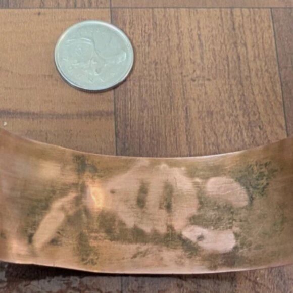 Copper & Brass Cuff Bracelet with Scorpion Design & Abalone Inlay - Picture 2 of 3